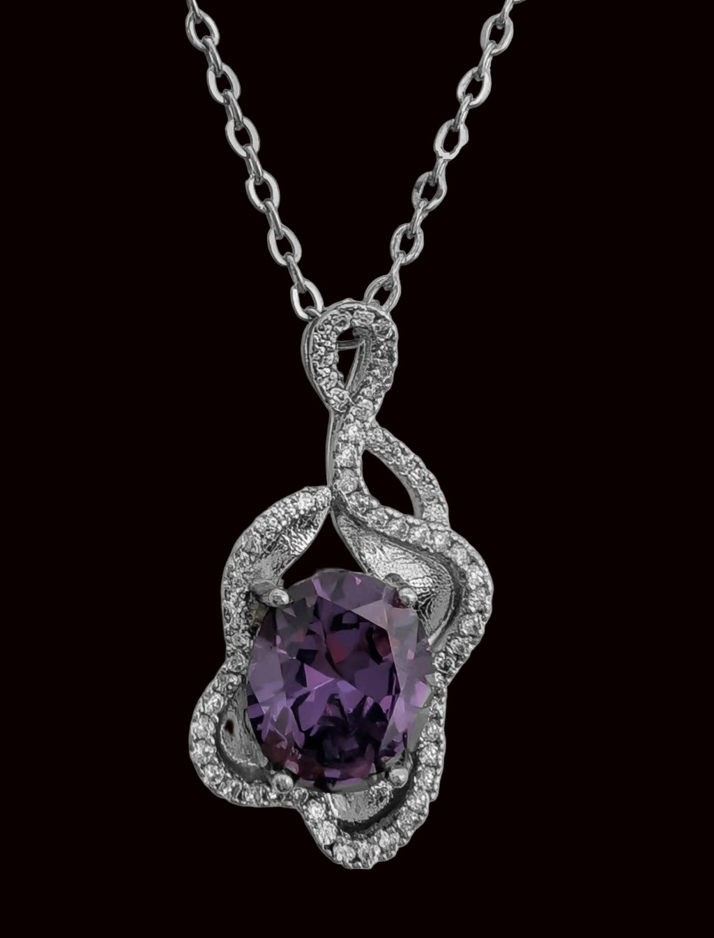 Purple Amethyst-Style Infinity Pendant Necklace – Elegant Necklace for Women