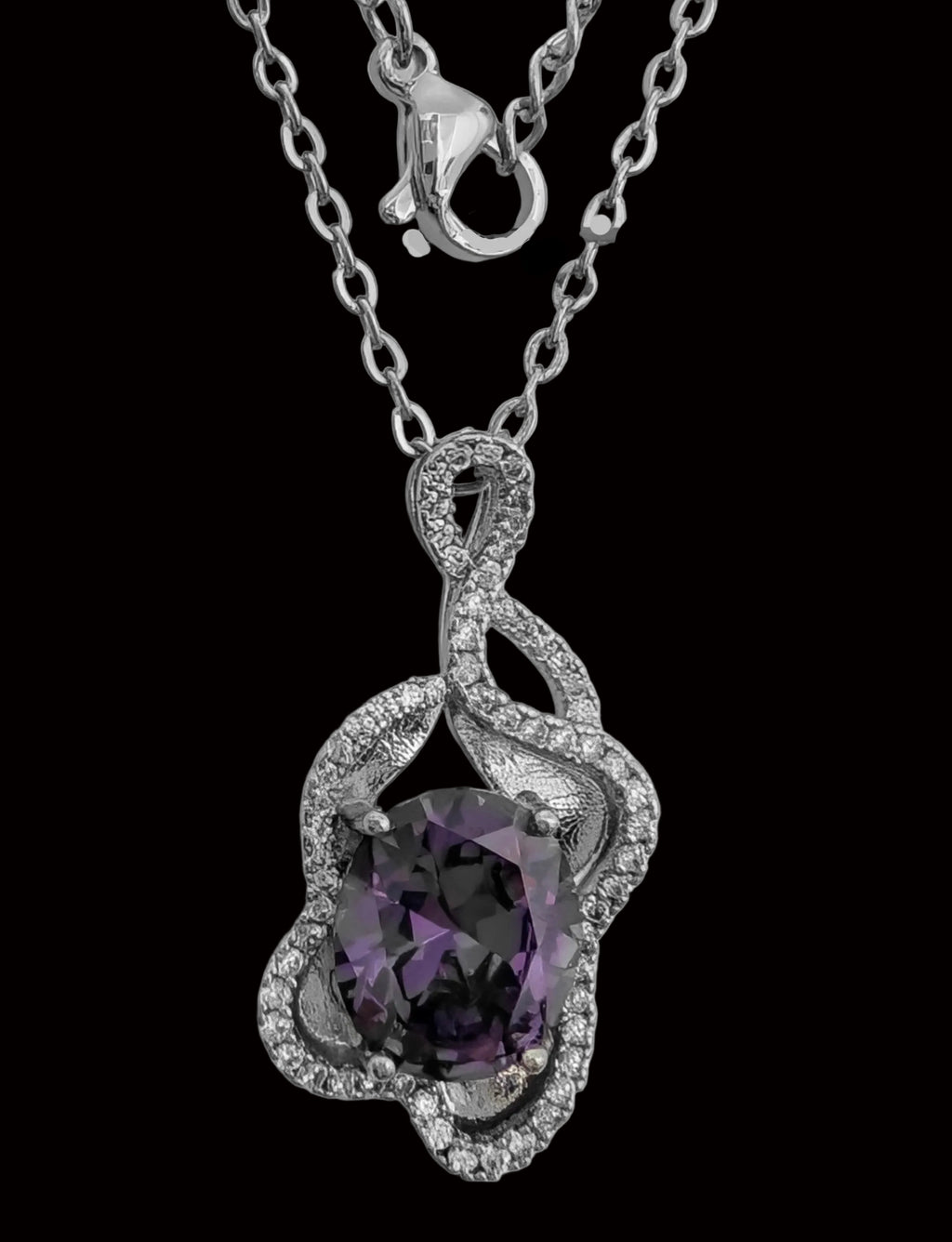 Purple Amethyst-Style Infinity Pendant Necklace – Elegant Necklace for Women