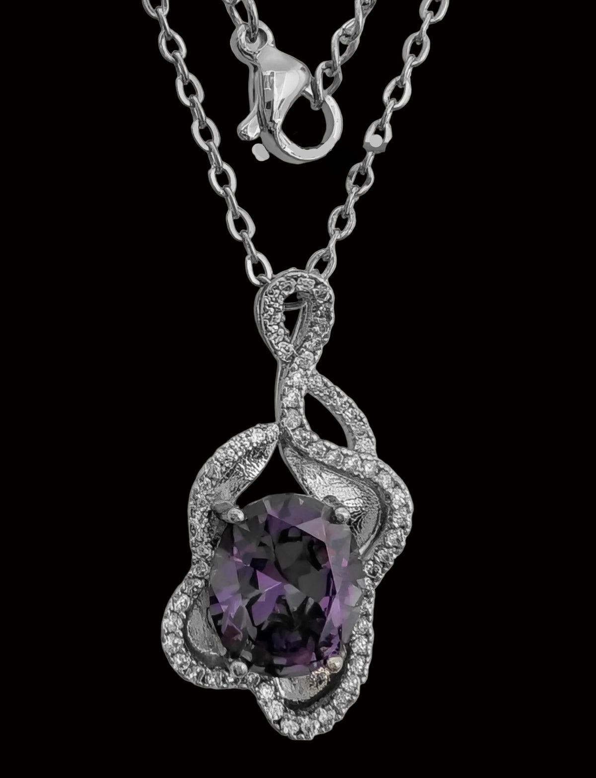 Purple Amethyst-Style Infinity Pendant Necklace – Elegant Necklace for Women