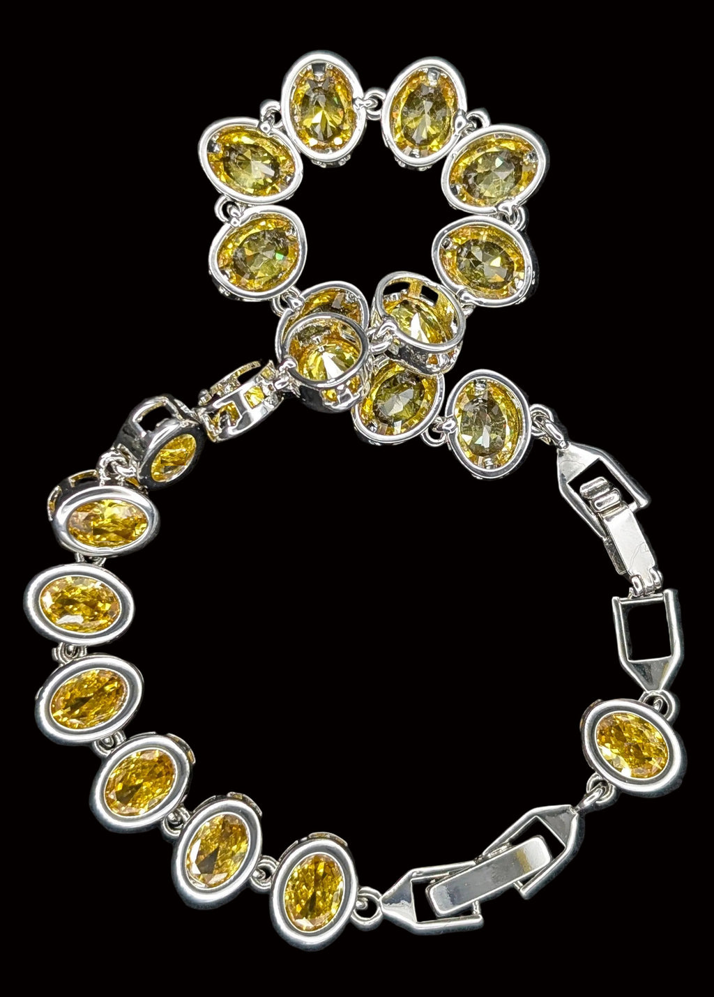Custom Handcrafted Lab-Created Golden Citrine Oval - Gemstone Bracelet - Hypoallergenic Bracelet
