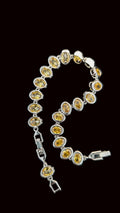 Custom Handcrafted Lab-Created Golden Citrine Oval - Gemstone Bracelet - Hypoallergenic Bracelet