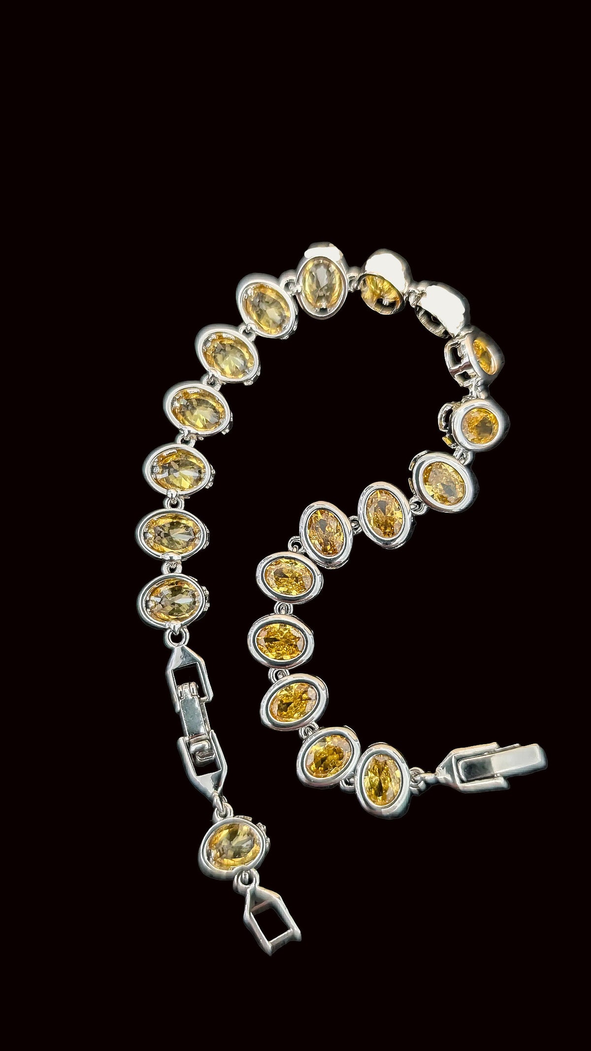 Custom Handcrafted Lab-Created Golden Citrine Oval - Gemstone Bracelet - Hypoallergenic Bracelet