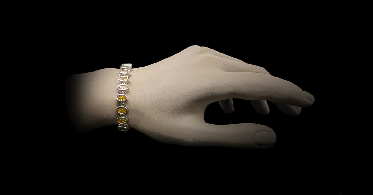 Custom Handcrafted Lab-Created Golden Citrine Oval - Gemstone Bracelet - Hypoallergenic Bracelet