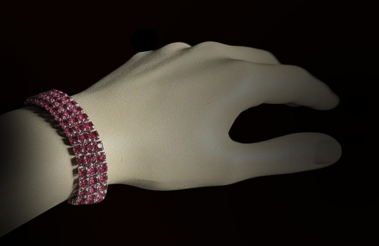 Custom Handcrafted Lab-Created Watermelon Tourmaline- Gemstone Bracelet - Hypoallergenic Bracelet