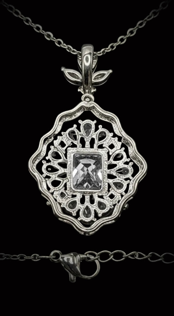 Custom Vintage-Inspired Clear Lab Created Gemstone Pendant Necklace