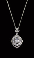 Custom Vintage-Inspired Clear Lab Created Gemstone Pendant Necklace