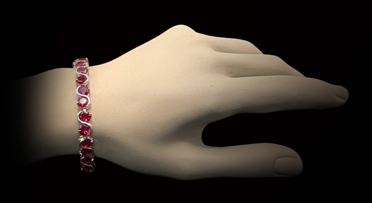 Custom Handcrafted Lab-Created Ruby Red - Gemstone Bracelet - Hypoallergenic Bracelet