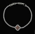 Blush Pink Clover Tennis Bracelet – Sparkling Lab-Created Halo Bracelet | Elegant Silver-Tone Jewelry for Women