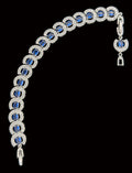 Elegant Lab-Created Blue Sapphire Halo - Gemstone Bracelet - Hypoallergenic Bracelet - Custom Handcrafted