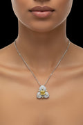 Elegant Yellow Floral Gemstone Pendant Necklace