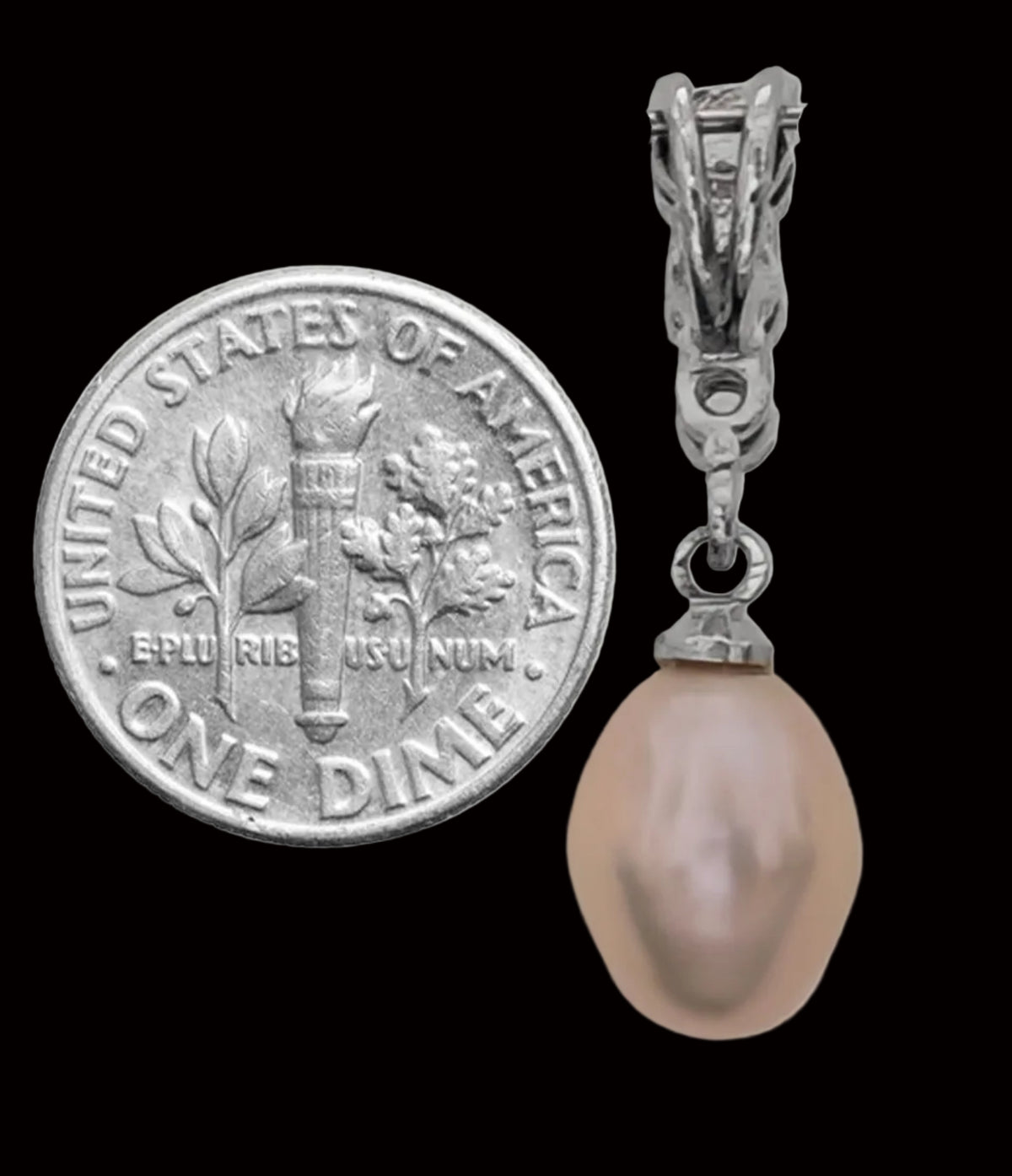 Blush Pink Natural Pearl Drop Necklace – Lab-Created Gemstone Accent Pendant -Elegant Silver-Tone Jewelry for Women