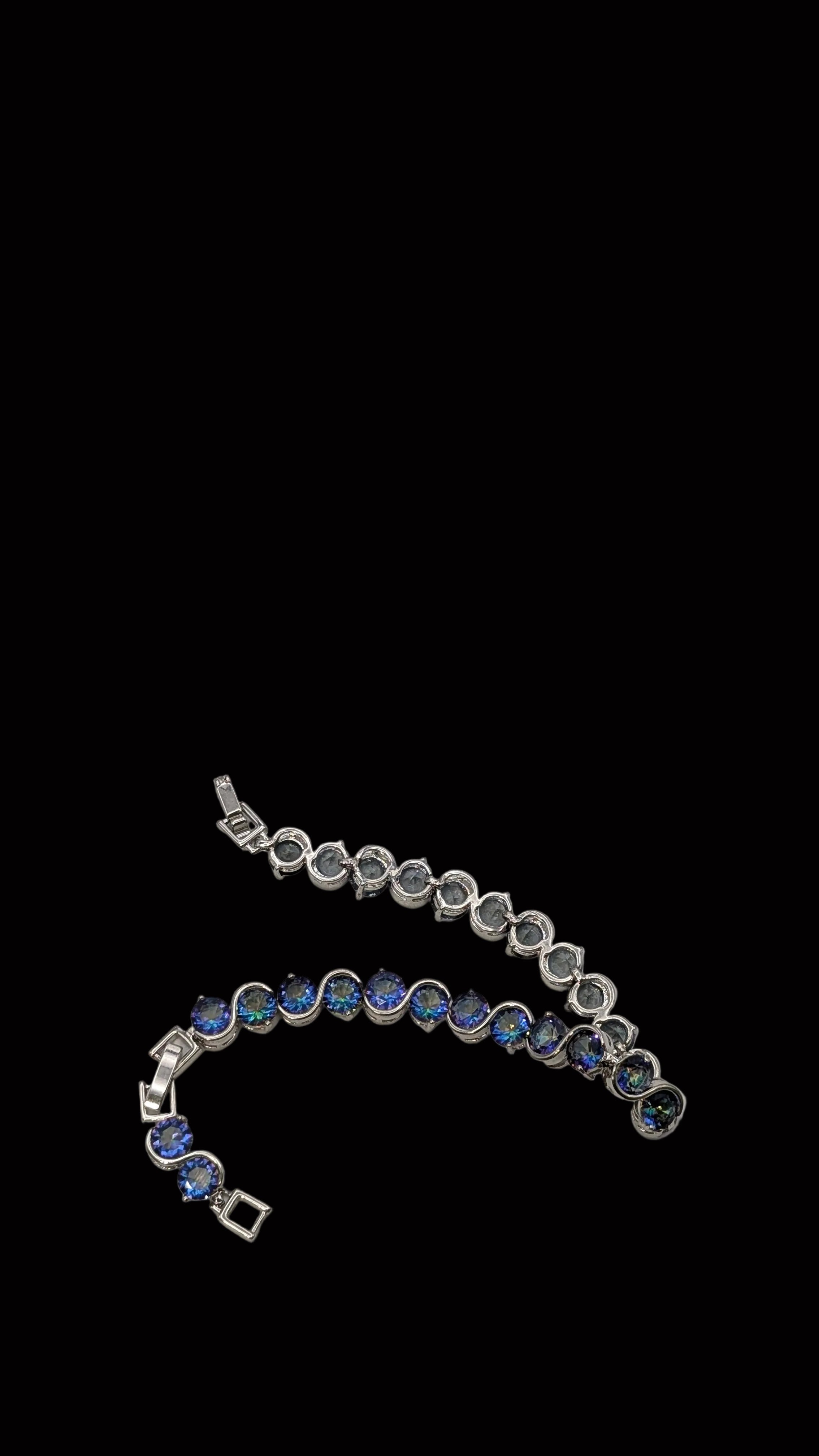 Custom Handcrafted Lab-Created Blue Aurora - Gemstone Tennis Bracelet - Hypoallergenic Bracelet – Gifts For Birthdays, Anniversary, Wedding, Prom, Christmas, Engagement