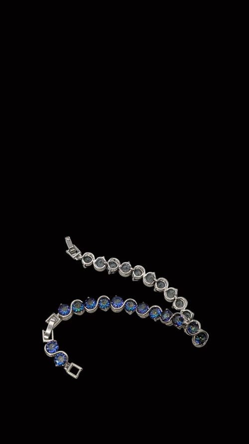Custom Handcrafted Lab-Created Blue Aurora - Gemstone Tennis Bracelet - Hypoallergenic Bracelet – Gifts For Birthdays, Anniversary, Wedding, Prom, Christmas, Engagement