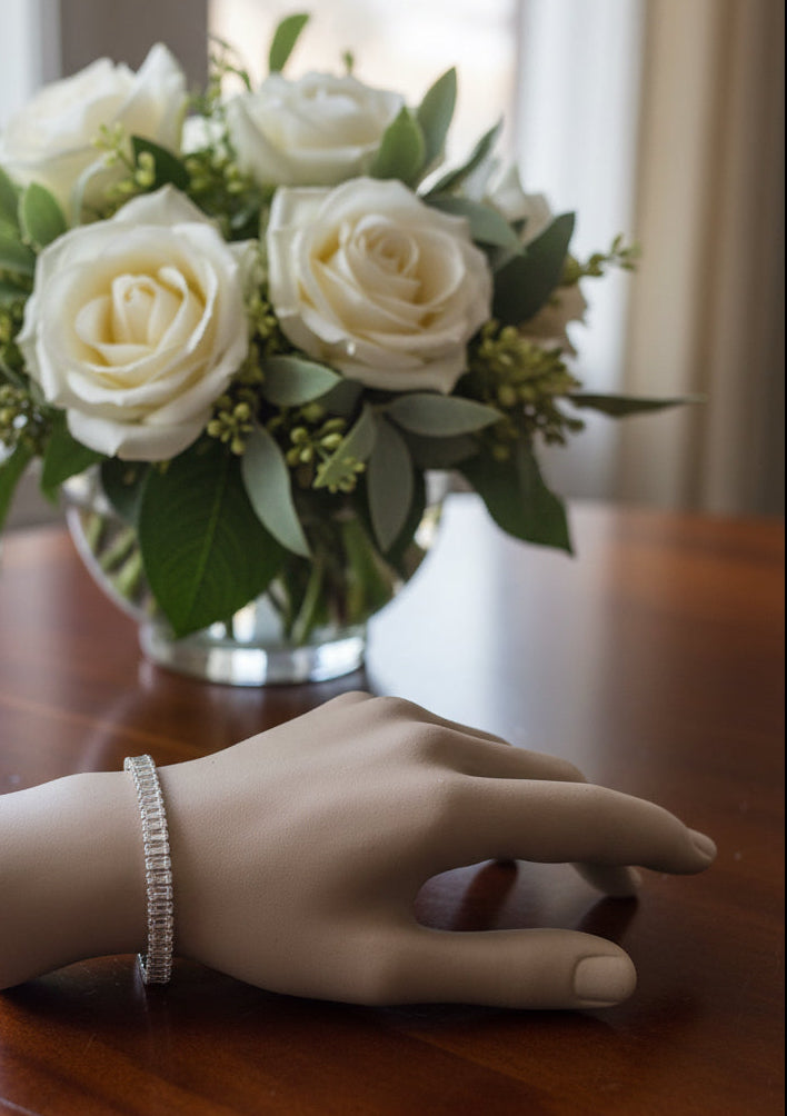 Lab Created Clear 3mm Tennis Moissanite Bracelet Hypoallergenic Bracelets – Gifts For Birthdays, Anniversary, Wedding, Prom, Christmas, Engagement