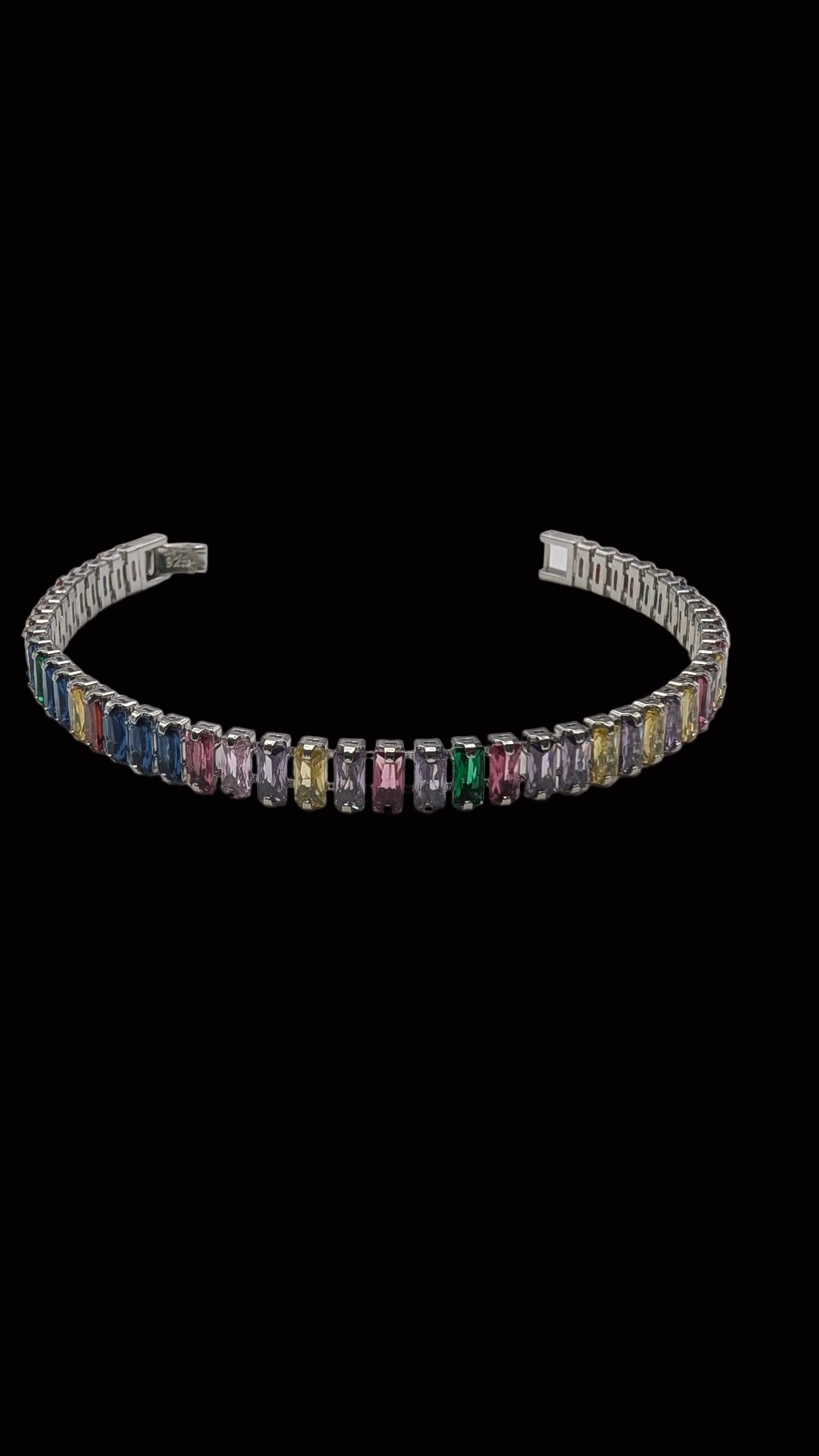 Lab Created Multi 3mm Tennis Moissanite Bracelet - Hypoallergenic Bracelet – Gifts For Birthdays, Anniversary, Wedding, Prom, Christmas, Engagement