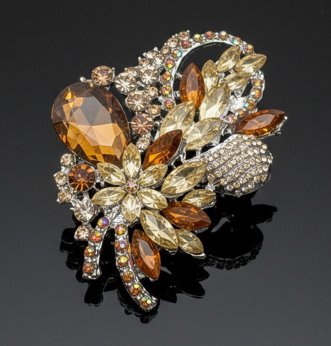 Golden Bloom Statement Brooch– Gifts For Birthdays, Anniversary, Wedding, Prom, Christmas, Engagement