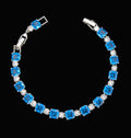 Custom Handcrafted Lab-Created Baby Blue Sapphire - Gemstone Bracelet - Hypoallergenic Bracelet – Gifts For Birthdays, Anniversary, Wedding, Prom, Christmas, Engagement