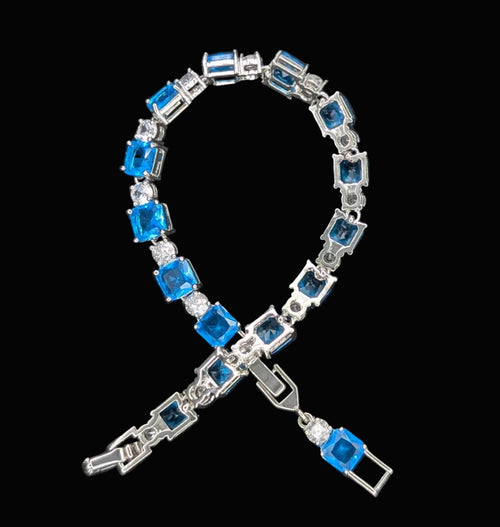 Custom Handcrafted Lab-Created Baby Blue Sapphire - Gemstone Bracelet - Hypoallergenic Bracelet – Gifts For Birthdays, Anniversary, Wedding, Prom, Christmas, Engagement