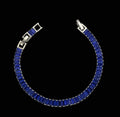 Custom Handcrafted Lab-Created Royal Sapphire Blue Baguette Tennis - Gemstone Bracelet - Hypoallergenic Bracelet