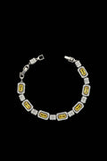 Custom Handcrafted Lab-Created Yellow Citrine Baguette - Gemstone Bracelet - Hypoallergenic Bracelet