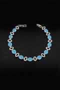 Custom Handcrafted Lab-Created Turquoise Blue Oval - Gemstone Bracelet - Hypoallergenic Bracelet