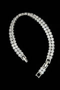 Custom Handcrafted Lab-Created Double Row Clear Tennis - Gemstone Bracelet - Hypoallergenic Bracelet