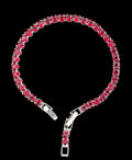 Custom Handcrafted Lab-Created Ruby Red Tennis - Gemstone Bracelet - Hypoallergenic Bracelet