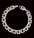 Black Princess Cut Tennis Bracelet – Luxury Black Gemstone Bracelet - Hypoallergenic - 14K White Gold Plated - Custom Handcrafted