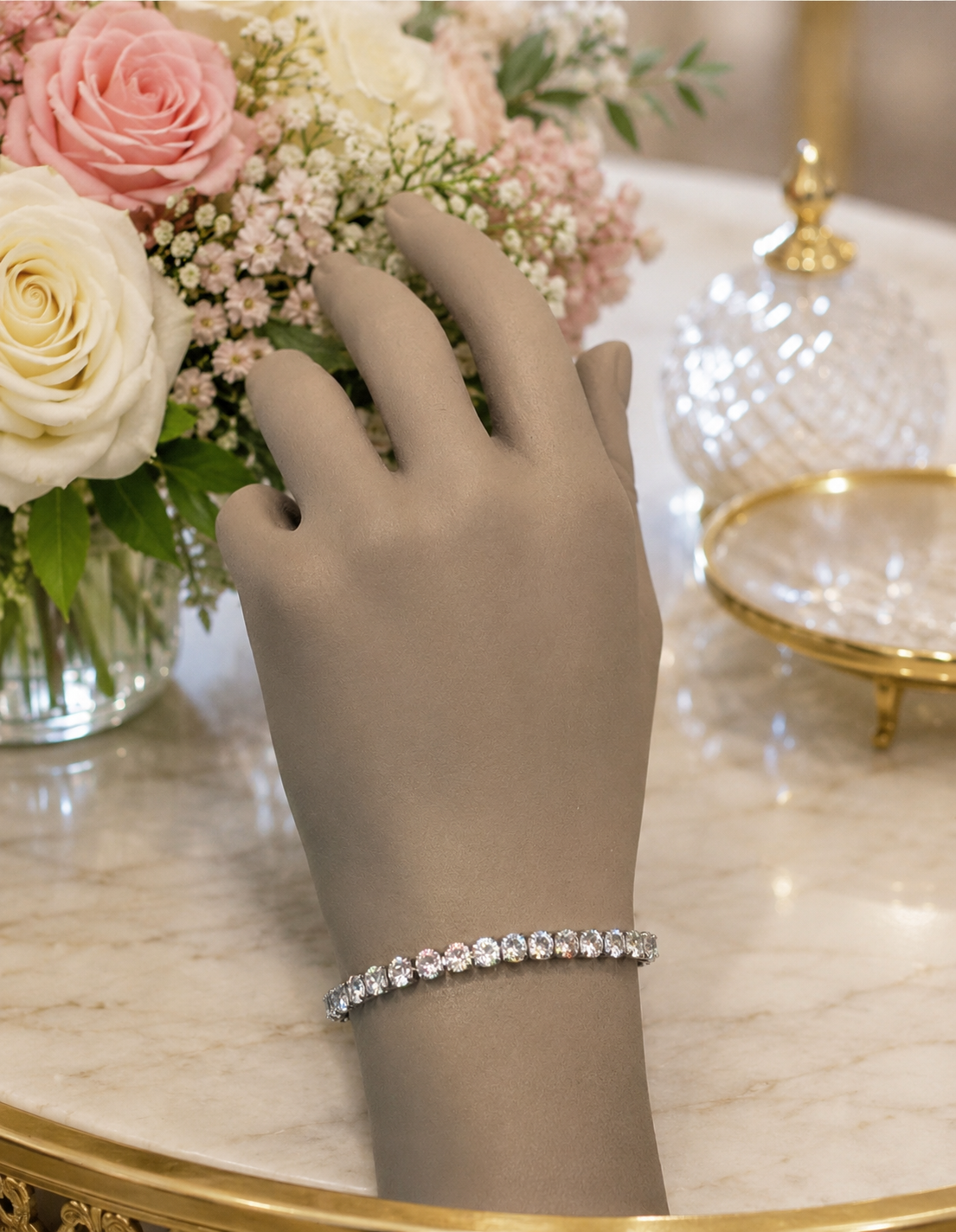 Lab Created Clear 5mm Tennis Moissanite Bracelet Hypoallergenic Bracelets – Gifts For Birthdays, Anniversary, Wedding, Prom, Christmas, Engagement