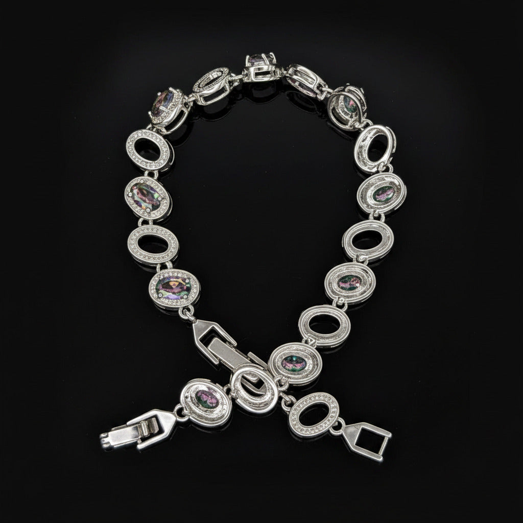 Custom Handcrafted Lab-Created Mystic Rainbow - Gemstone Bracelet - Hypoallergenic Bracelet