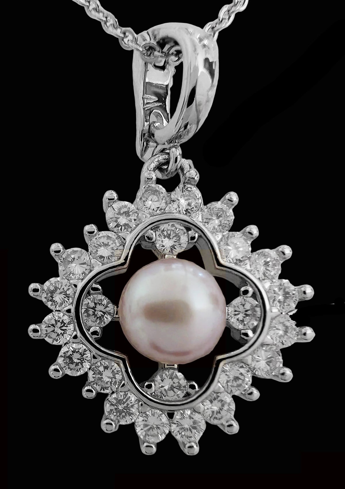 Natural Pearl & Gemstone Starburst Pendant Necklace – Elegant Silver-Tone Natural Pearl Necklace for Women
