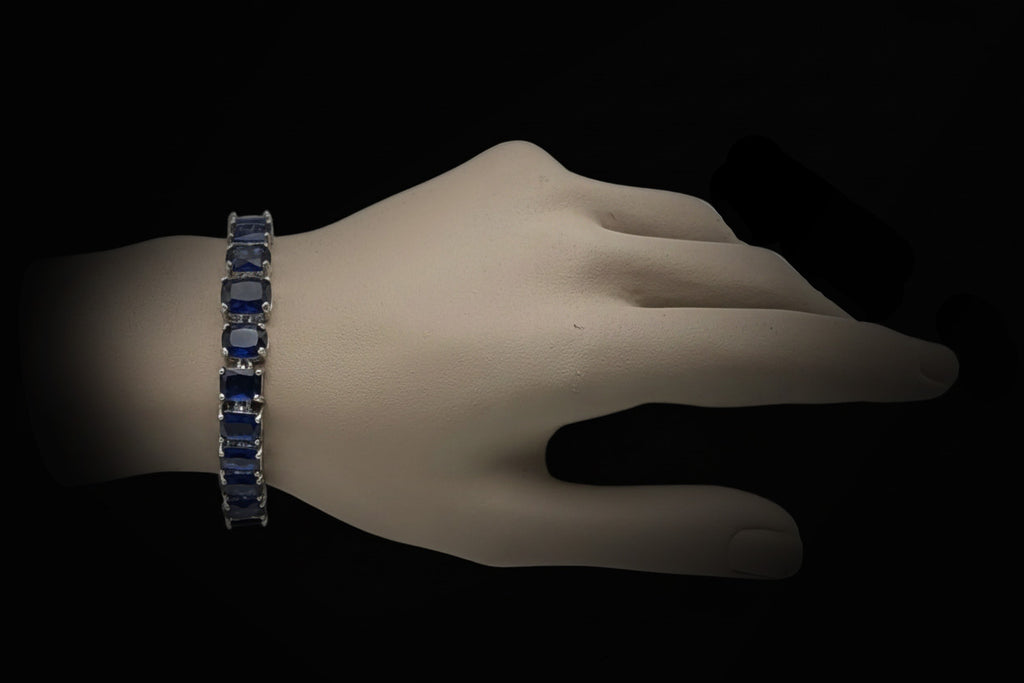 Custom Handcrafted Lab-Created Sapphire Blue - Gemstone Bracelet - Hypoallergenic Bracelet