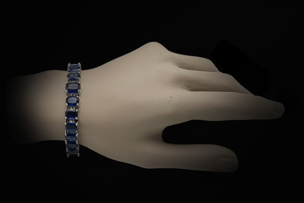 Custom Handcrafted Lab-Created Sapphire Blue - Gemstone Bracelet - Hypoallergenic Bracelet